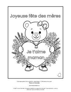 coloriage gratuit jeanniesse qui tien un coeur qui dit je t'aime maman